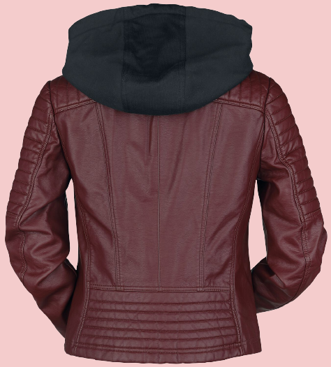 Red Hooded Leather Jacket Airborne Jacket