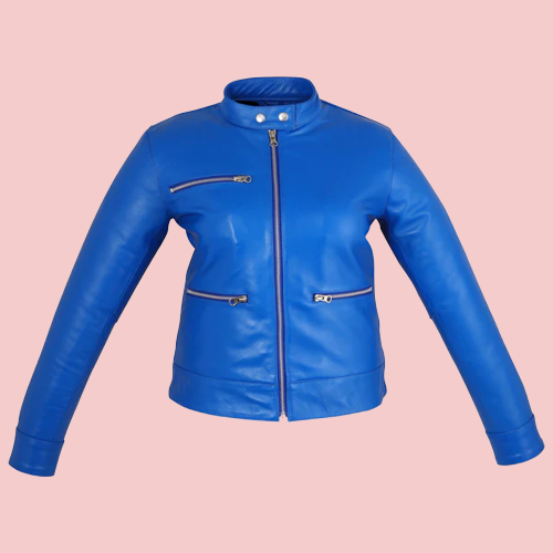 Womens Royal Blue Leather Jacket Airborne Jacket 4687