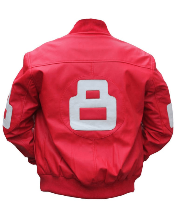 Mens Fashion 8 Ball Pink Leather Bomber Jacket