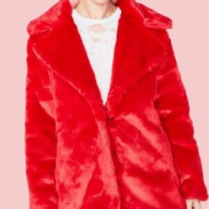 8 Ball Red Faux Fur Jacket