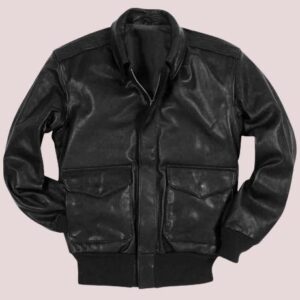 A-2 Flight Bomber Black Leather Jacket