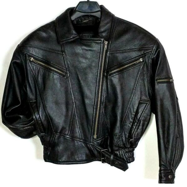 Mens Vintage Alamo Uomo Moto Bomber Leather Jacket - Image 2