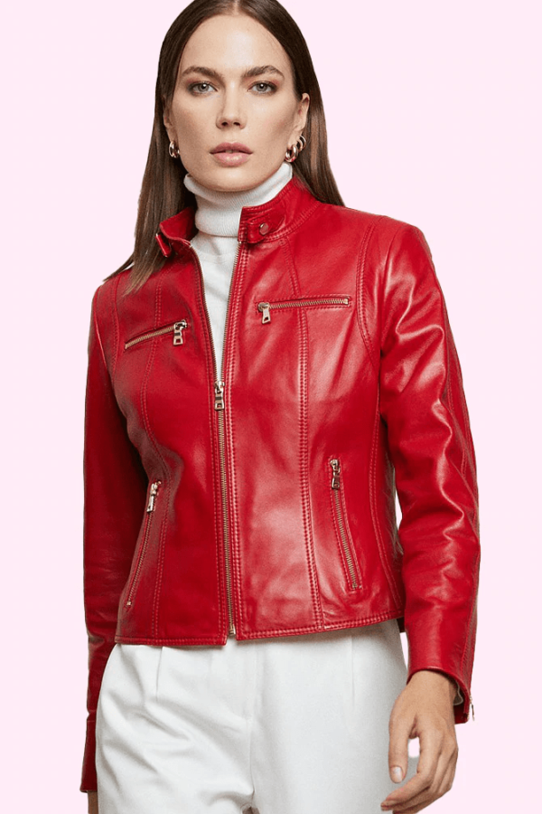 Alexa Red Leather Jacket