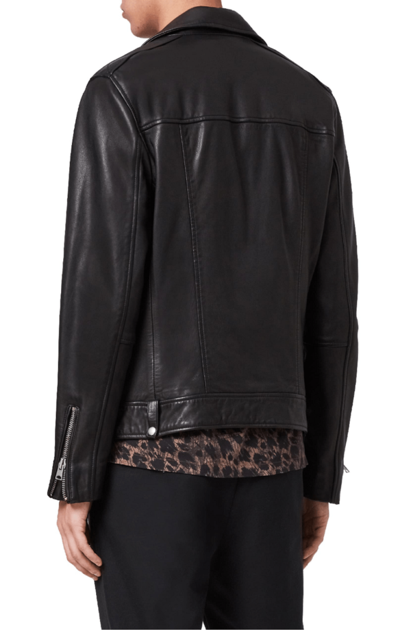 Mens Allsaints Milo Biker Leather Jacket - Image 3