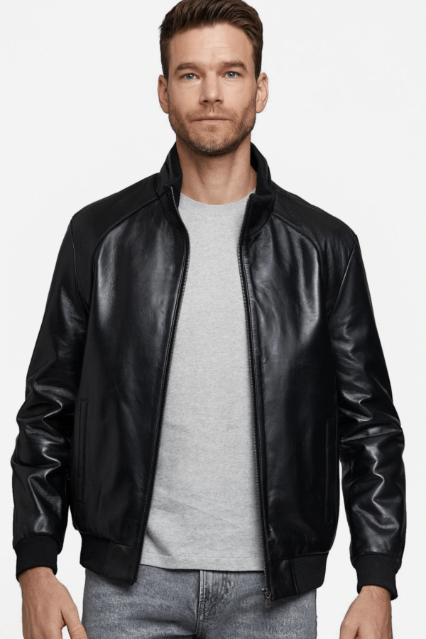 Andy Black Bombers Leather Jacket