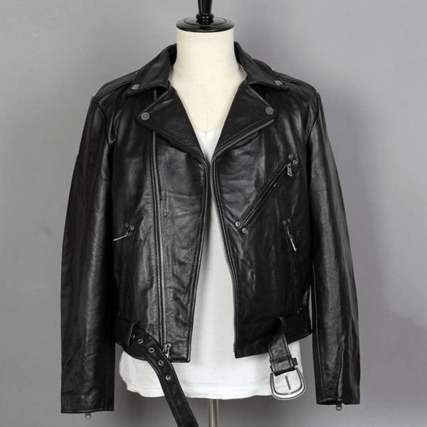 Mens Angel Biker Slim Fit Leather Jacket - Image 2