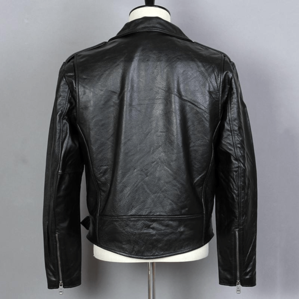 Mens Angel Biker Slim Fit Leather Jacket - Image 4