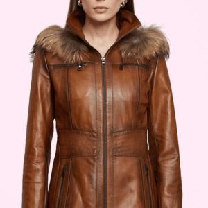 Angela Brown Fur Leather Jacket