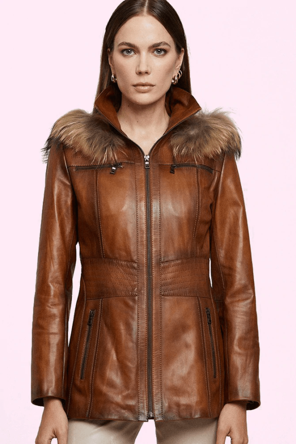 Angela Brown Fur Leather Jacket