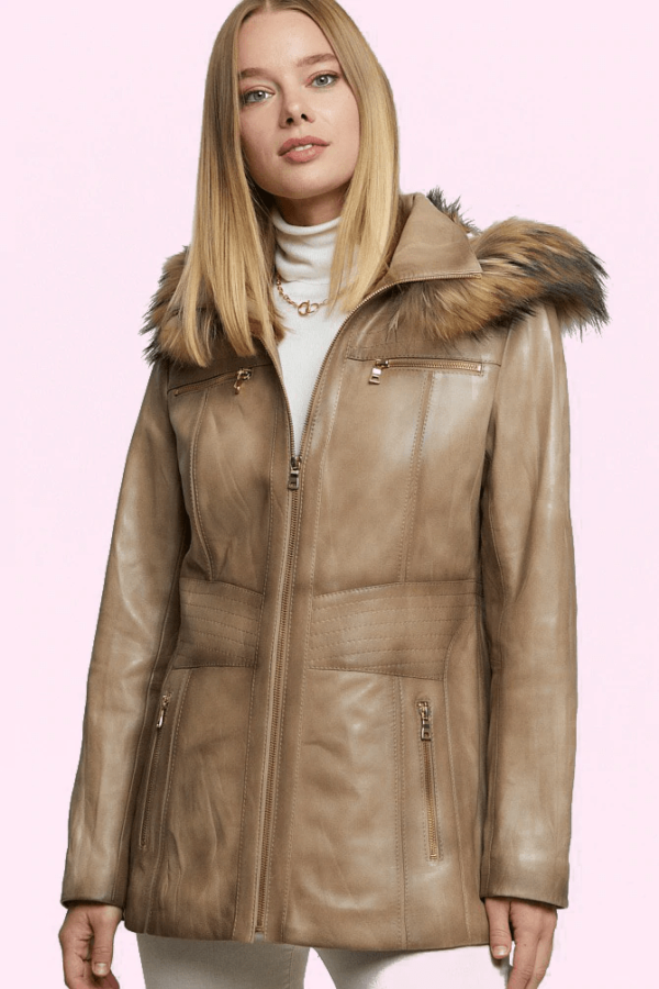 Angela Cream Fur Leather Jacket