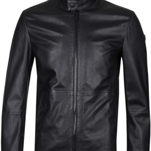 Mens Z Zegna Black Leather Jacket