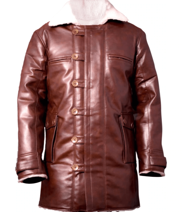 Mens Brown Bane Style Leather Coat