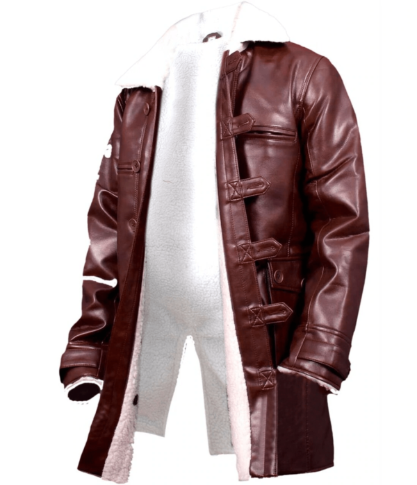 Mens Brown Bane Style Leather Coat - Image 2