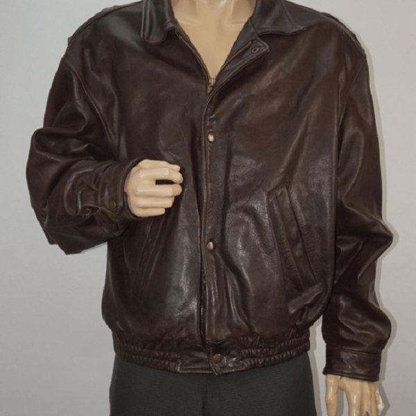 Mens Banana Republic Brown Leather Jacket - Image 2