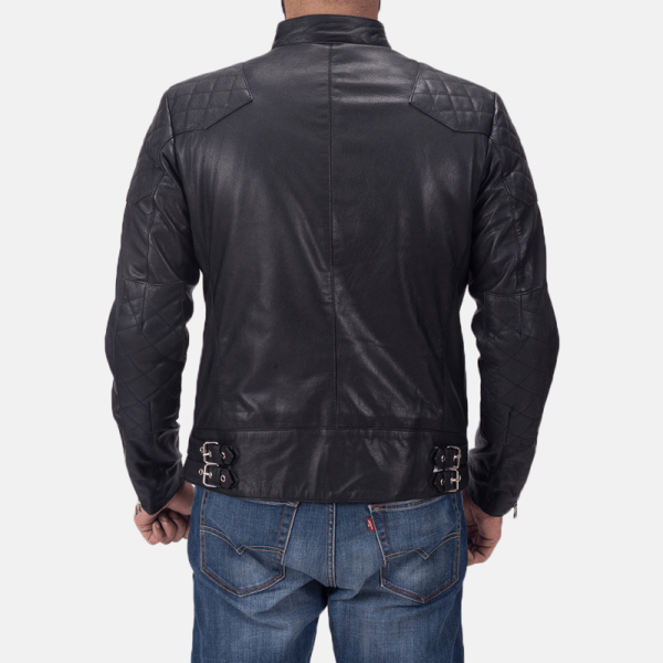 Mens David Beckham Motorcycle Leather Jacket - Image 3