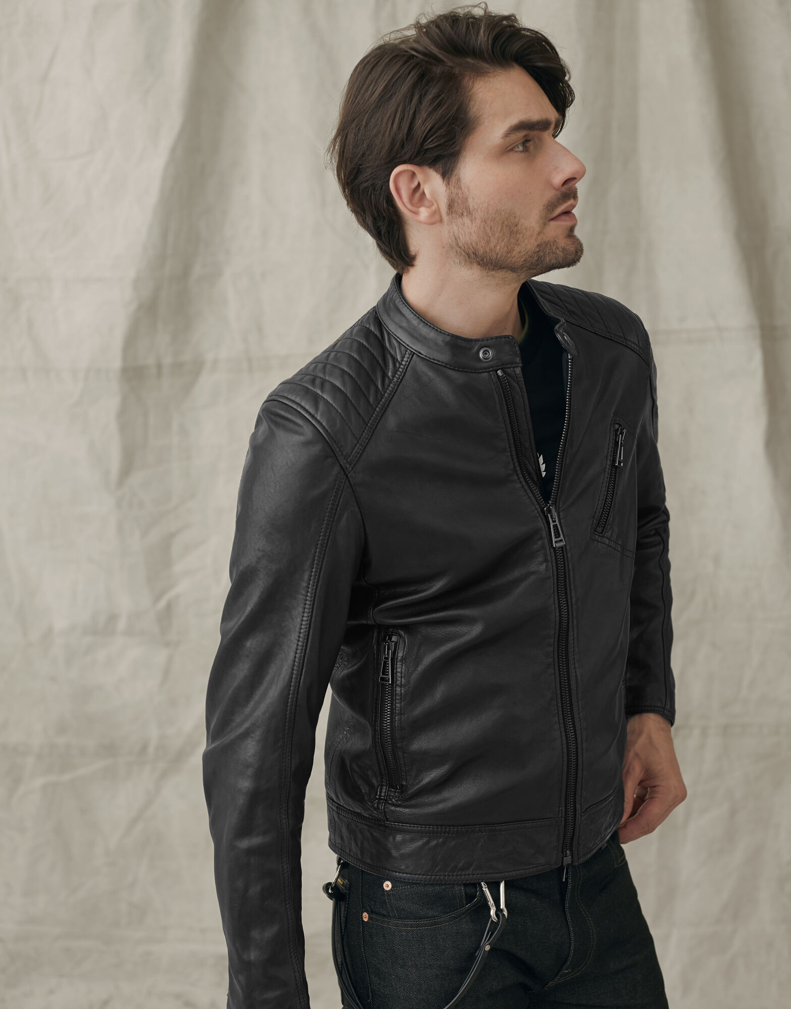 V Racer 2.0 Black Leather Jacket - AirBorne Jacket