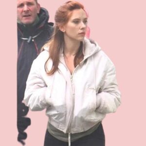 Black Widow Scarlett Johansson Hooded White Jacket