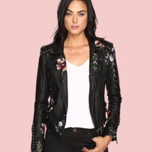 Blanknyc Embroidered Black Leather Jacket