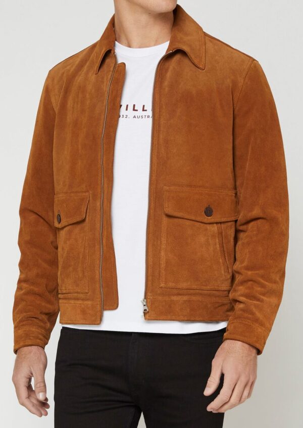 Mens Fashion Blouson Zip Suede Jacket - Image 2