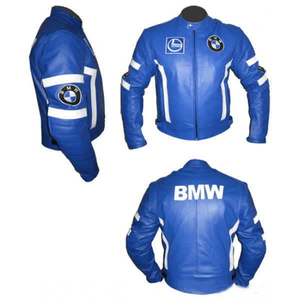 Mens Bmw Blue Motorcycle Leather Jacket - AirBorne Jacket