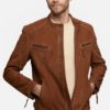 Men's Bosh-X Brown Suede Leather Jacket - Image 3