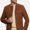 Men's Bosh-X Brown Suede Leather Jacket - Image 2