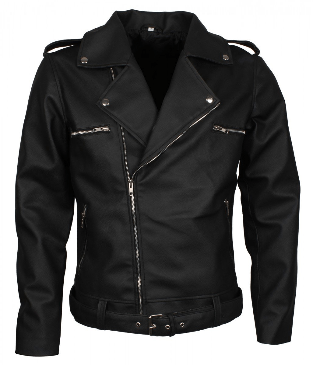 Mens Negan Brando Black Leather Jacket