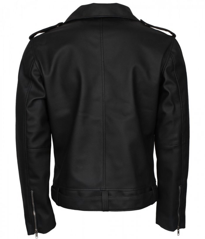 Mens Negan Brando Black Leather Jacket - Image 5
