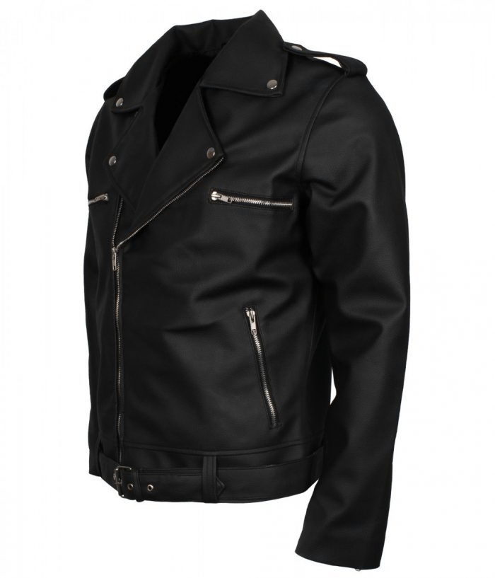 Mens Negan Brando Black Leather Jacket - Image 3