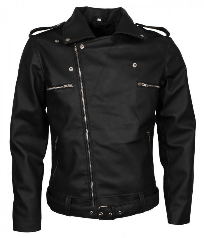 Mens Negan Brando Black Leather Jacket - Image 2