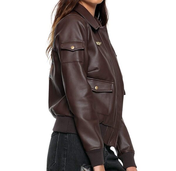 New Brie Larson Captain Marvel Women Leather Jacket - Image 4