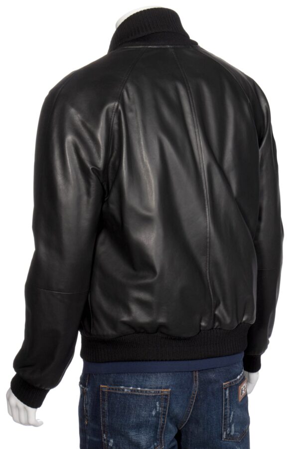 Mens Brioni Black Leather Jacket - Image 3