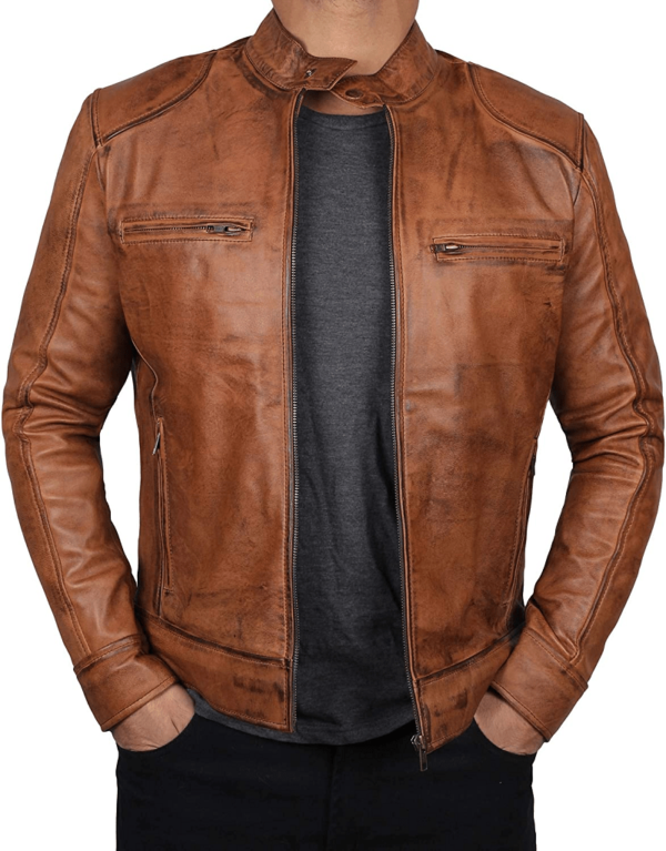 Mens Style Fashion Brown Leather Jacket