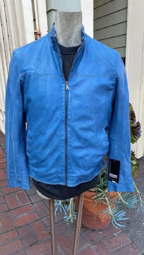 Missani Carolina Blue Leather Jacket