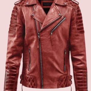 Charles Burnt Red Leather Jacket