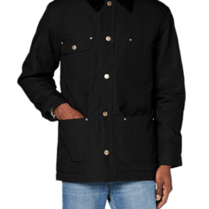 Mens Classic Black Cotton Chore Coat