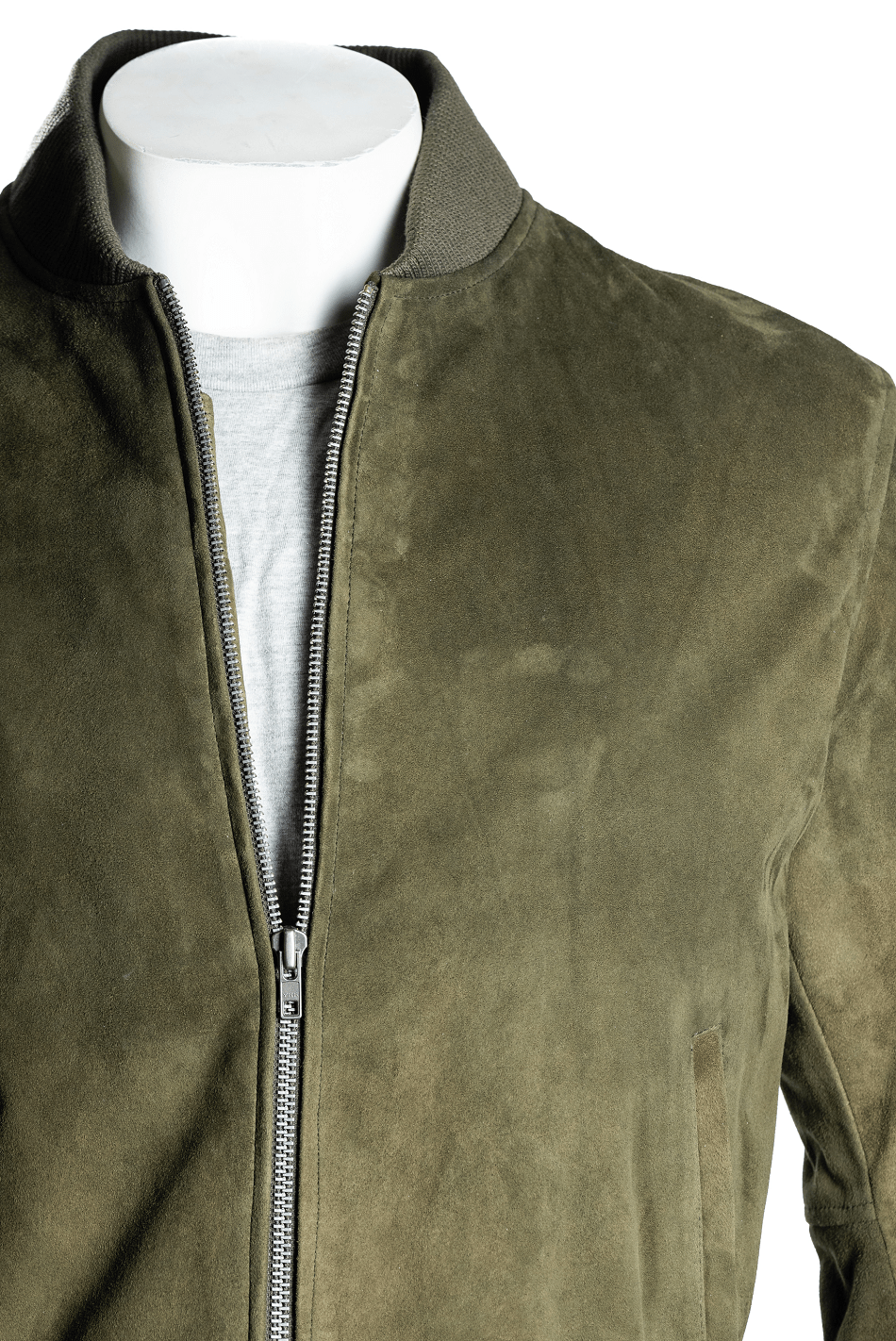 Classic MA-1 Flight Olive Bomber Suede Leather Jacket - AirBorne Jacket