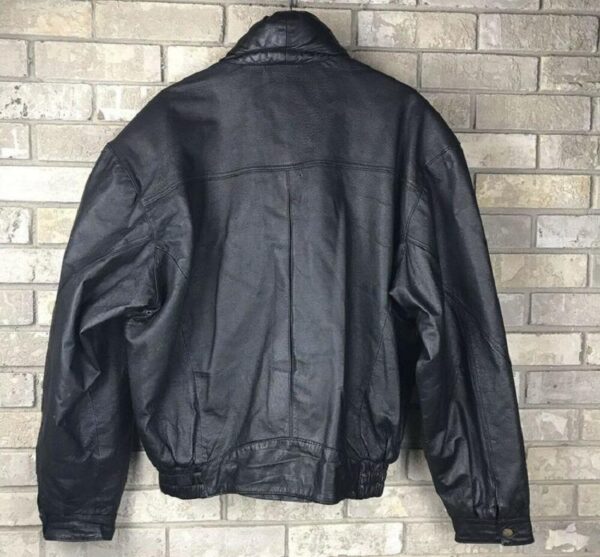 Mens Fashion Vintage Context Motorcycle Leather Jacket - Image 2