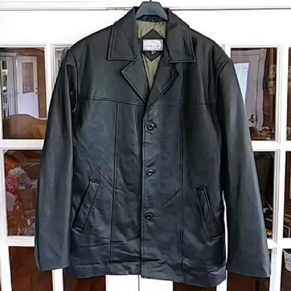 New Men’s Fashion Cougar Black Leather Jacket - Image 2