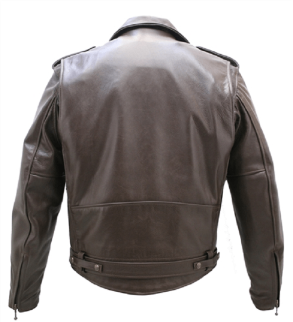 Men's Brown D Pocket Motorcycle Leather Jacket - Image 3