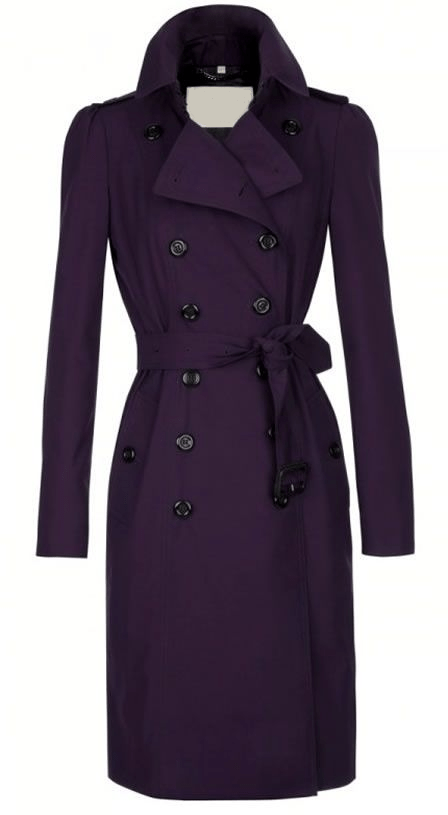 Dark Purple Burberry Cotton Trench Coat - AirBorne Jacket