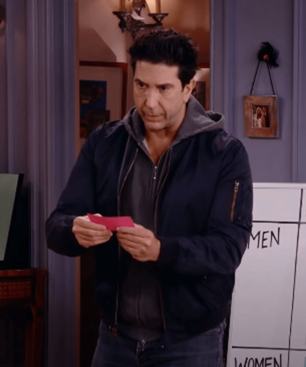 Mens David Schwimmer Friends The Reunion 2021 Blue Bomber Jacket