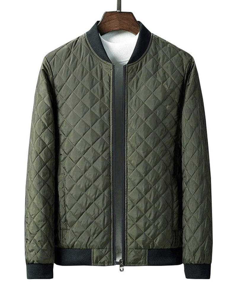 Diamond Quilted Lightweight MA-1 Bomber Green Jacket - AirBorne Jacket