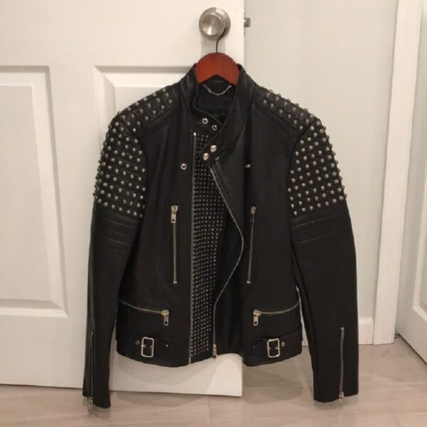 Mens Diesel Black Gold Leather Jacket - Image 2