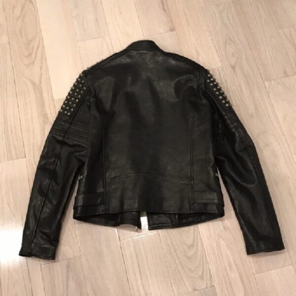 Mens Diesel Black Gold Leather Jacket - Image 4