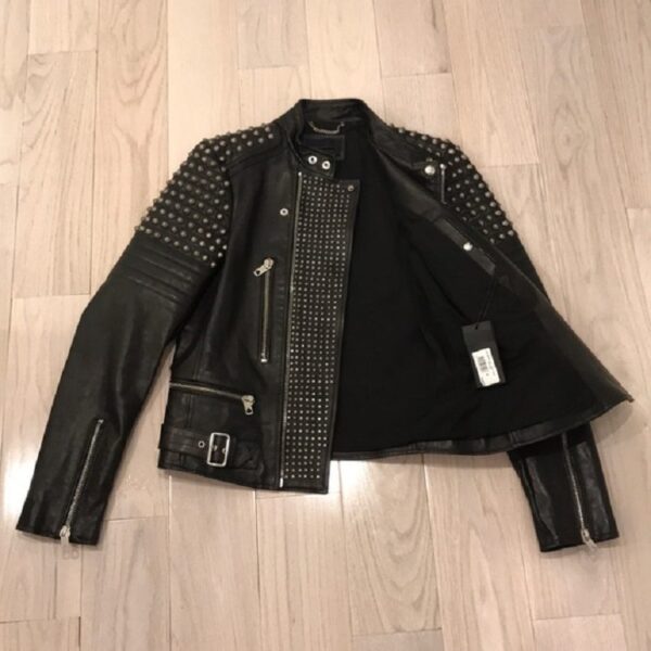 Mens Diesel Black Gold Leather Jacket - Image 3