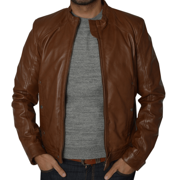 Mens Diesel Brown Leather Jacket - Image 2