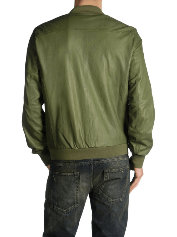 Mens Diesel Linsert Green Leather Jacket - Image 3