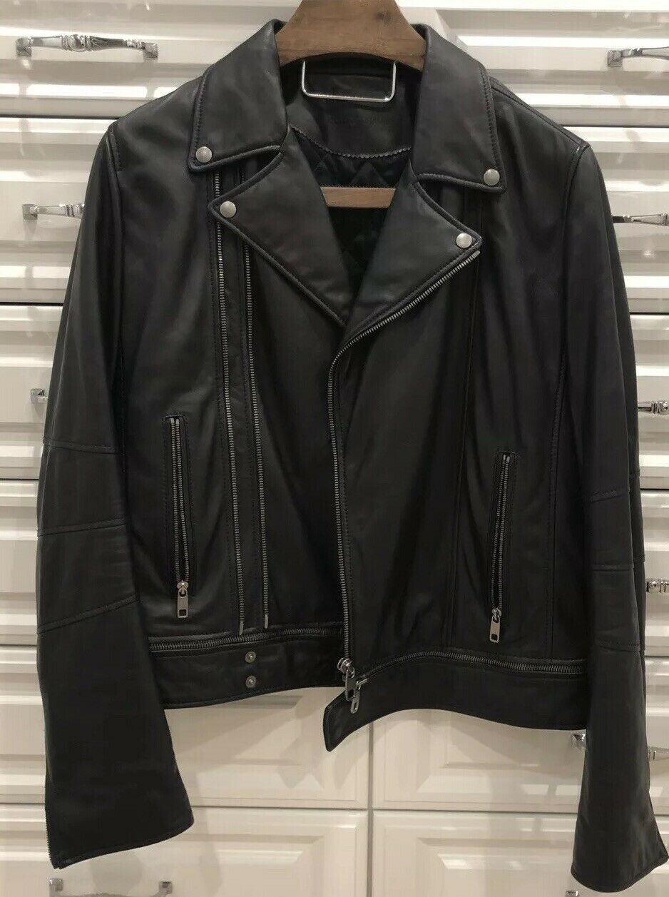Dolce Gabbana Mens Black Leather Jacket - AirBorne Jacket