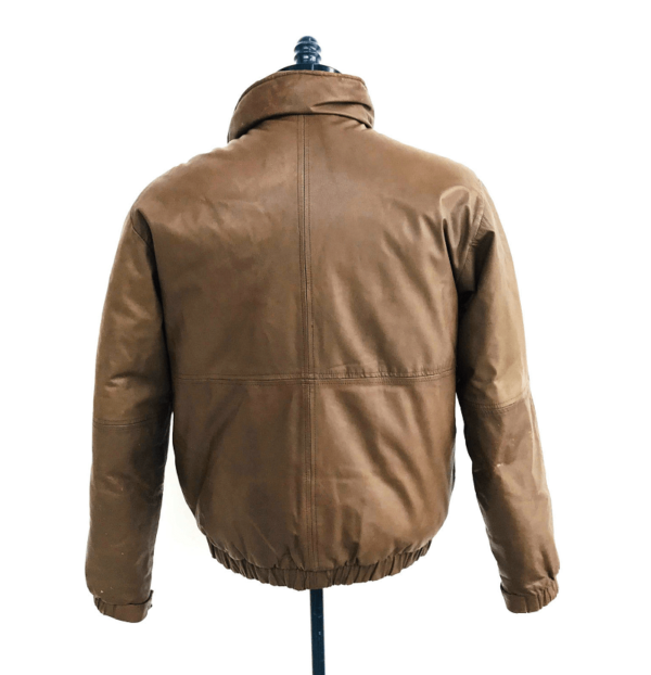 Mens Eddie Bauer Down Filled Brown Leather Jacket - Image 4